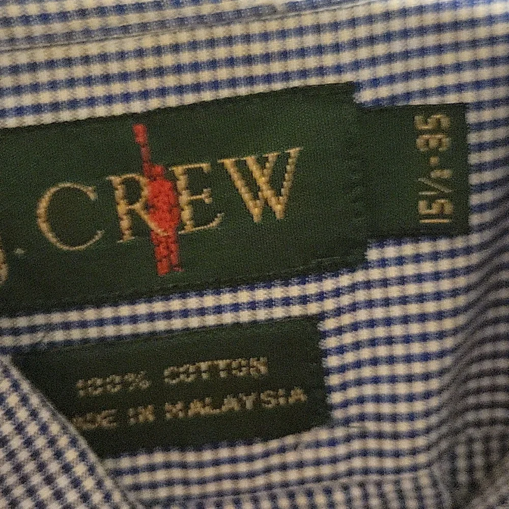 J.‎ Crew Button Down Longsleeve Shirt Blue White Mens Size 15 1/2 35
